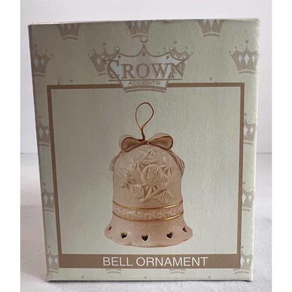 Bell Ornament‎ Crown Accents Off white Glass - Picture 2 of 7